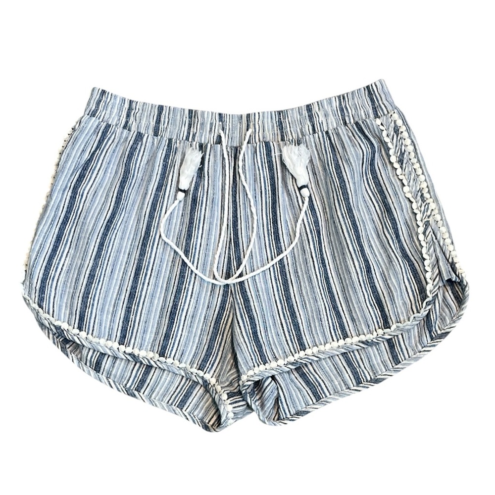 Aeropostale Blue‎ White Striped Linen Blend Shorts Size Medium